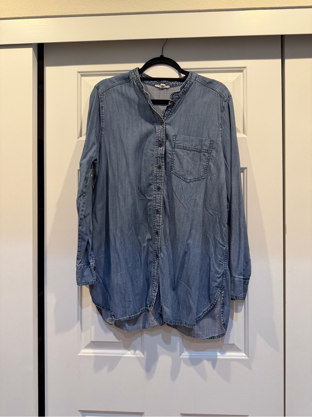 Eileen Fisher Light Blue Denim-Style Button Down Shirt
